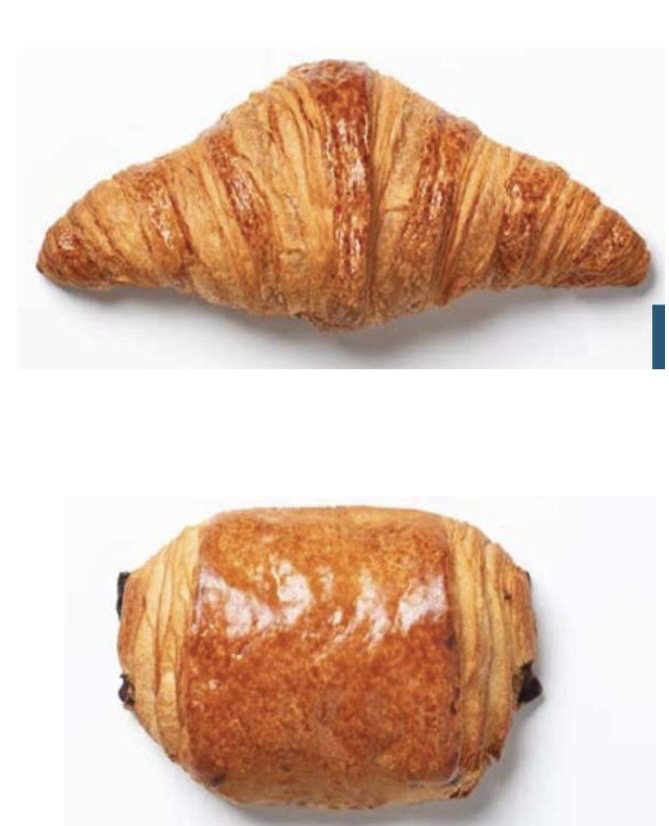 Croissant/pain aux chocolats. Small and large